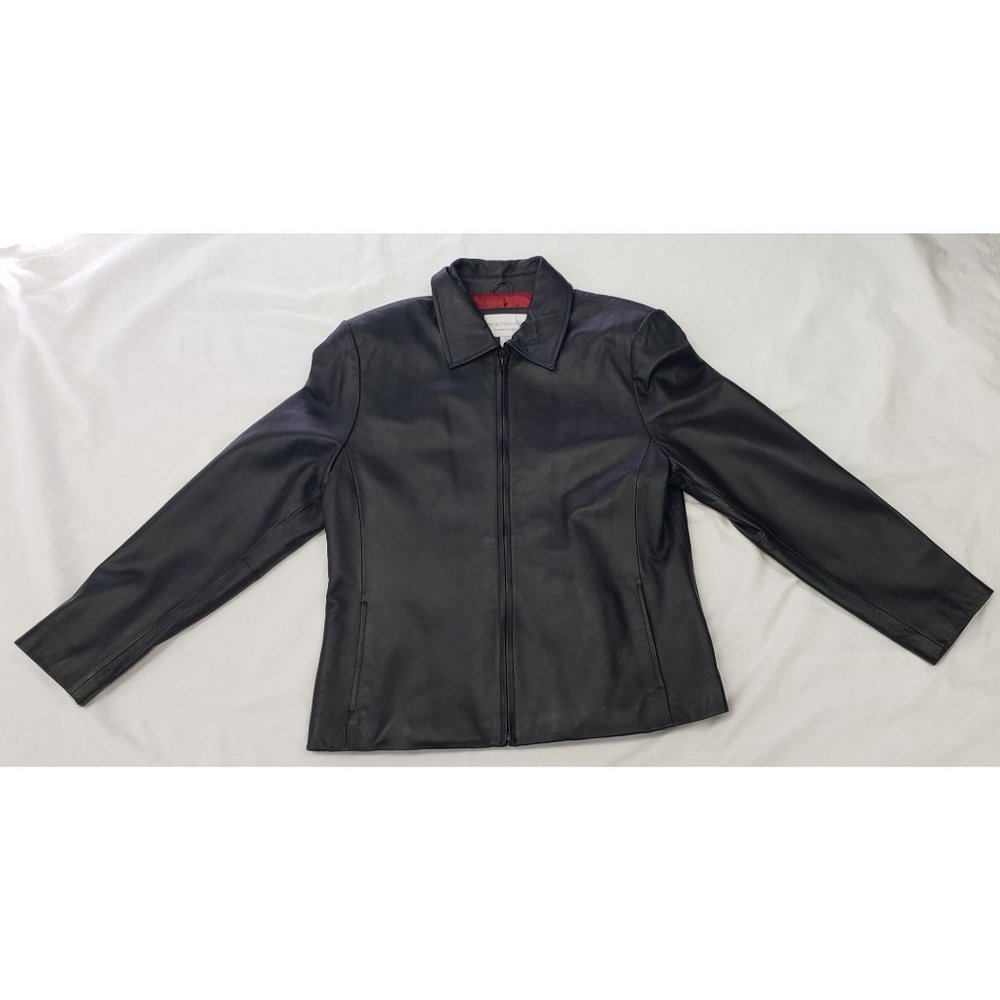 Worthington Leather Zip-up Jacket ~ Black ~ Size L (Large)